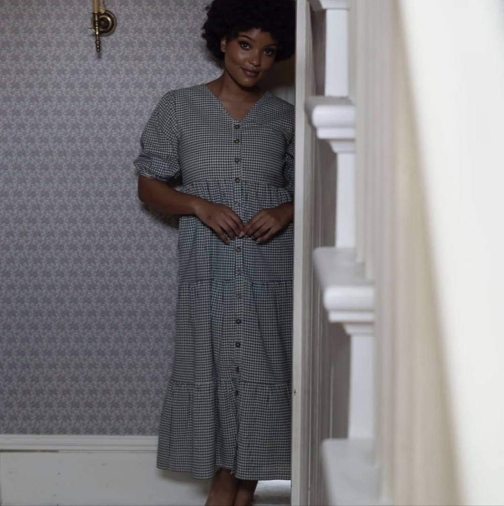 Little Cottonwood Pine dress in brown gingham, medium